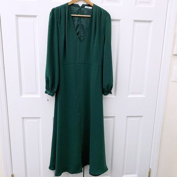 IRIS & INK Camille Pleated Crepe Midi Dress - Picture 2 of 7